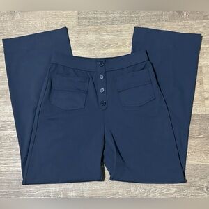🆕 Halara High Waisted Button Straight Leg Casual Pants Navy size Medium regular